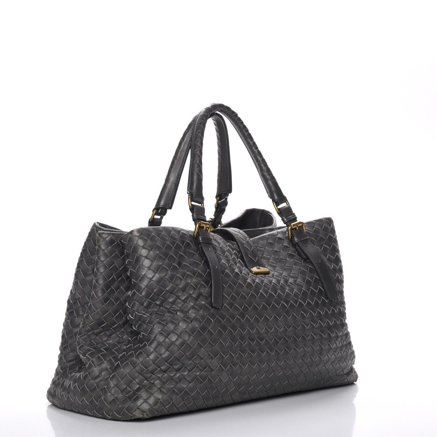 Bottega Veneta Nappa Intrecciato Roma Tote Ferro Gray 3 of 9