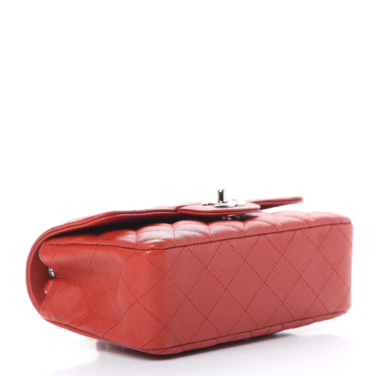 Caviar Quilted Mini Rectangular Flap Red