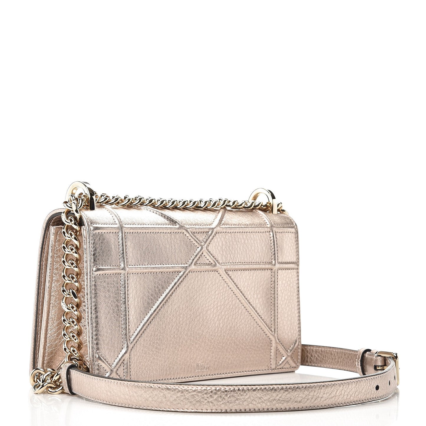Metallic Grained Calfskin Small Diorama Flap Bag Copper