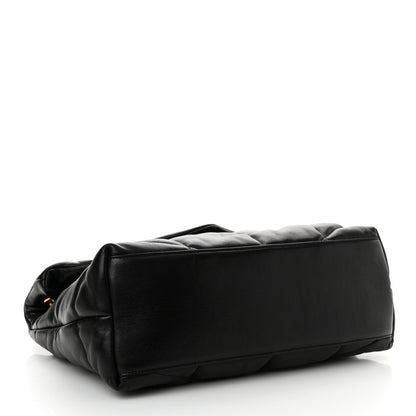 Saint Laurent Lambskin Quilted Medium Loulou Puffer Monogram Chain Satchel Black 4 of 10