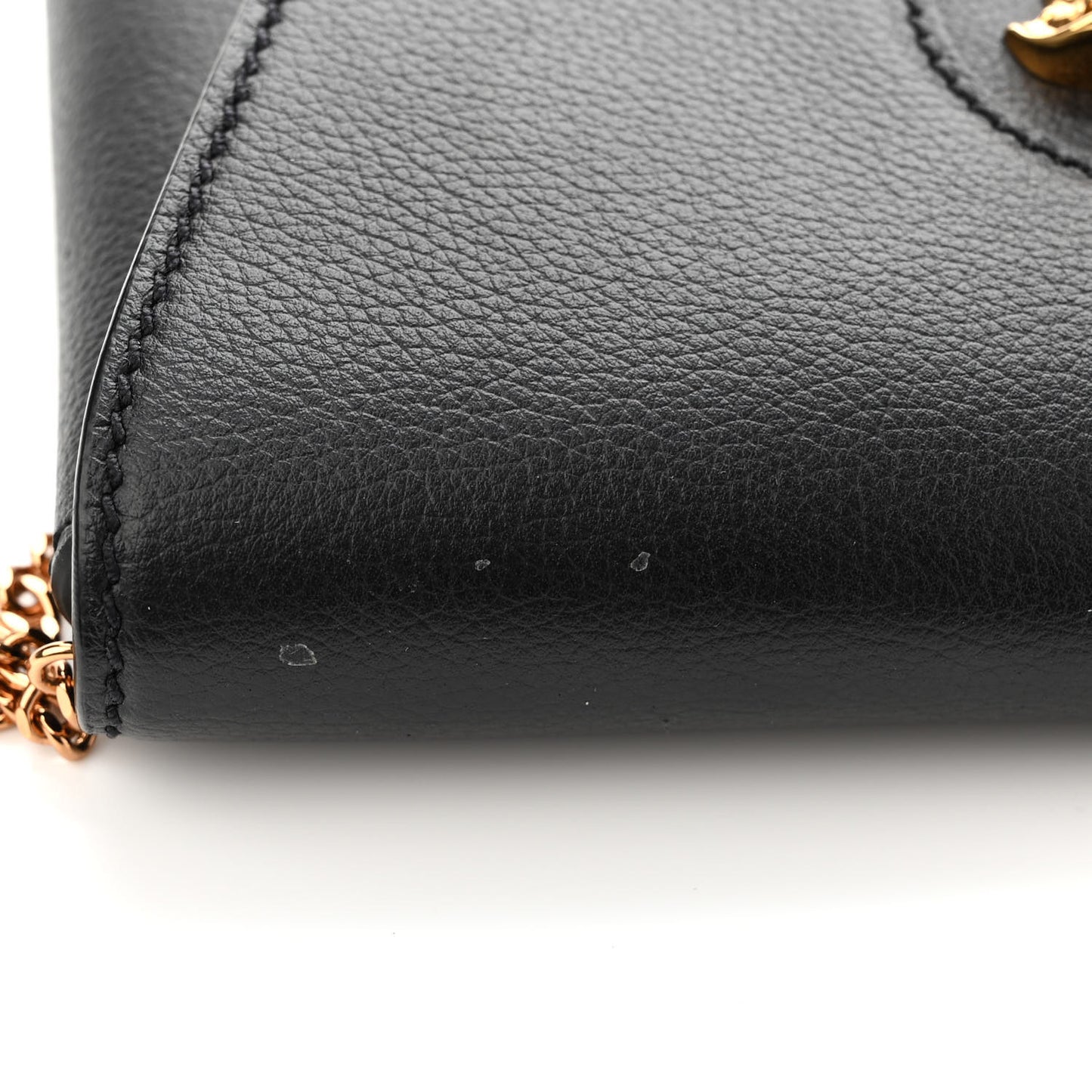 Grained Calfskin La Medusa Chain Crossbody Bag Black