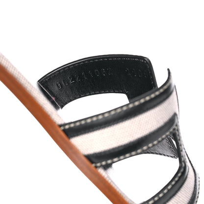 Hermes Calfskin Canvas Oran Sandals 38 Black 8 of 10