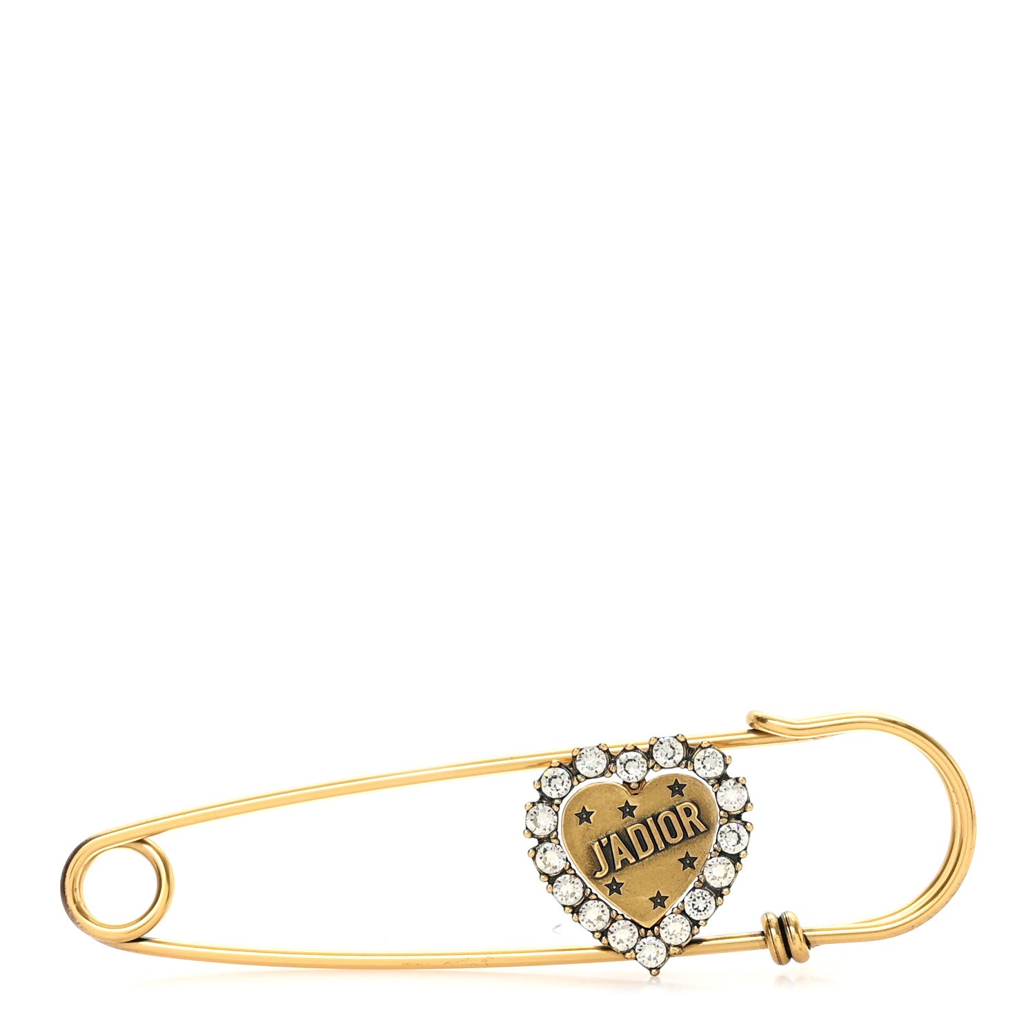 Christian Dior Crystal Heart Jadior Brooch Aged Gold 1 of 4