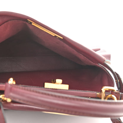 Fendi Vitello Seta Waves Bi-Color Medium Peekaboo Iconic Satchel Bordeaux Latte 5 of 12