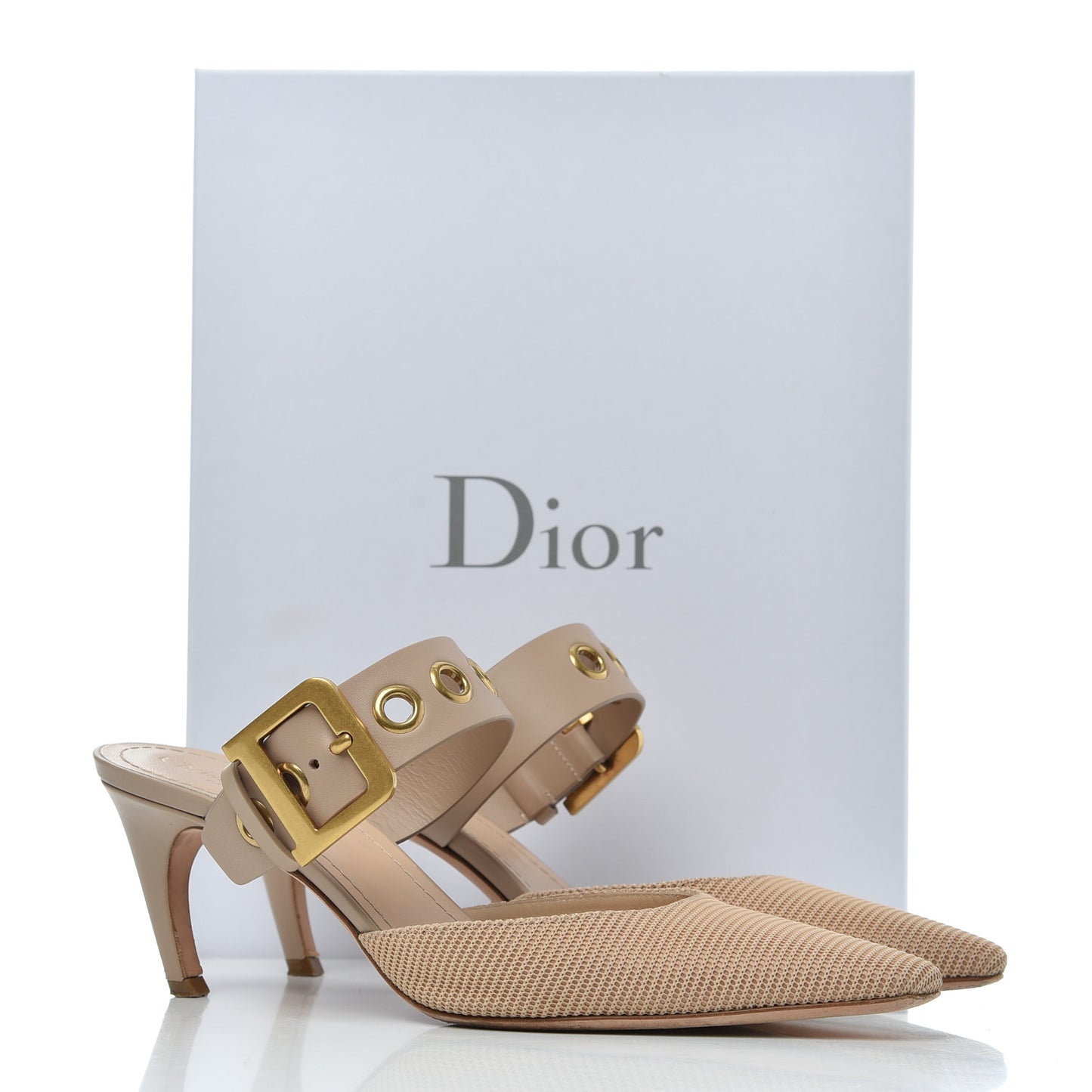 Technical Fabric Calfskin D-Dior 65mm Mules 39 Nude
