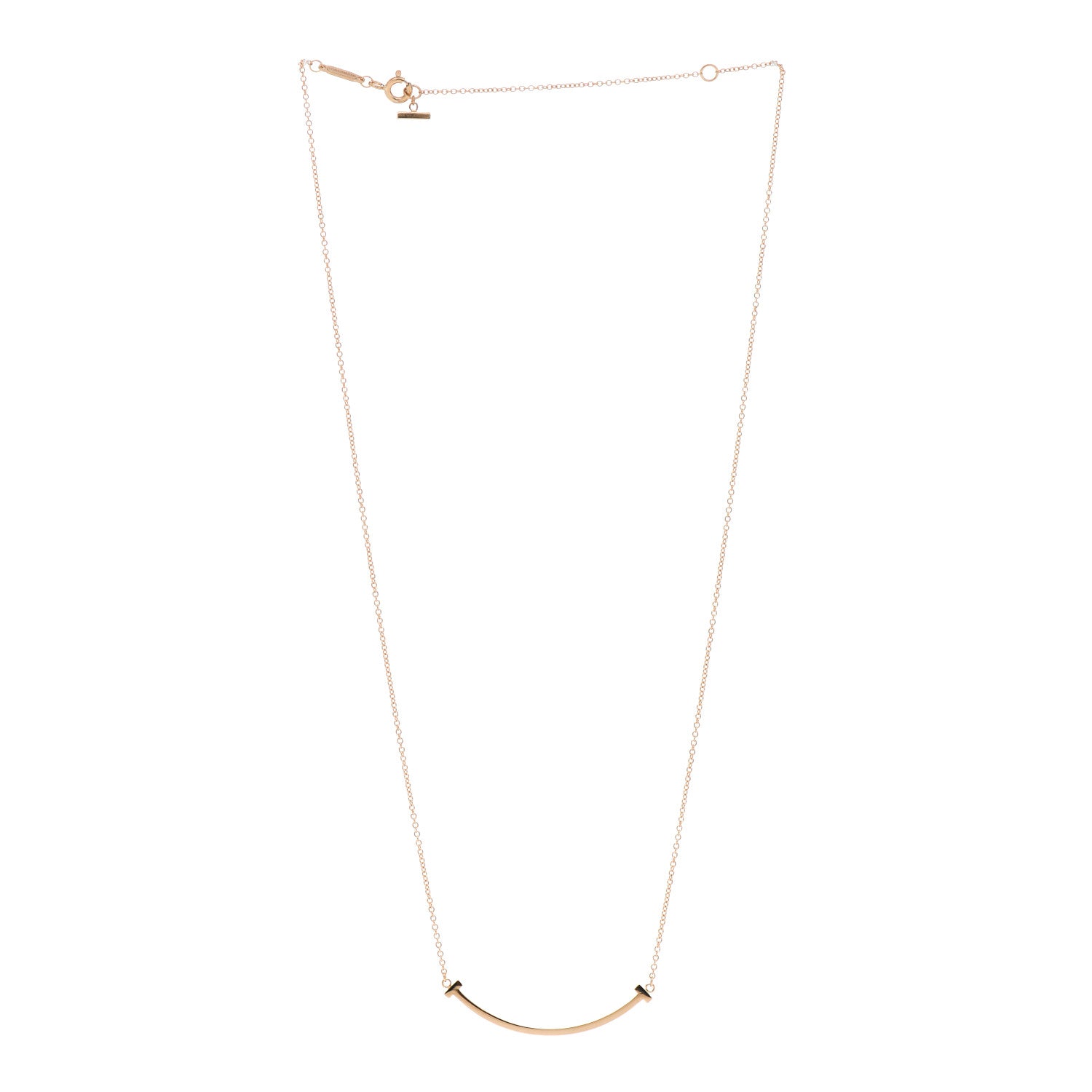 Tiffany 18K Rose Gold Small T Smile Pendant Necklace 3 of 5