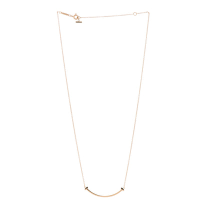 Tiffany 18K Rose Gold Small T Smile Pendant Necklace 3 of 5
