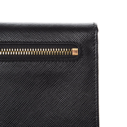 Prada Saffiano Colour Continental Flap Wallet Black 10 of 10