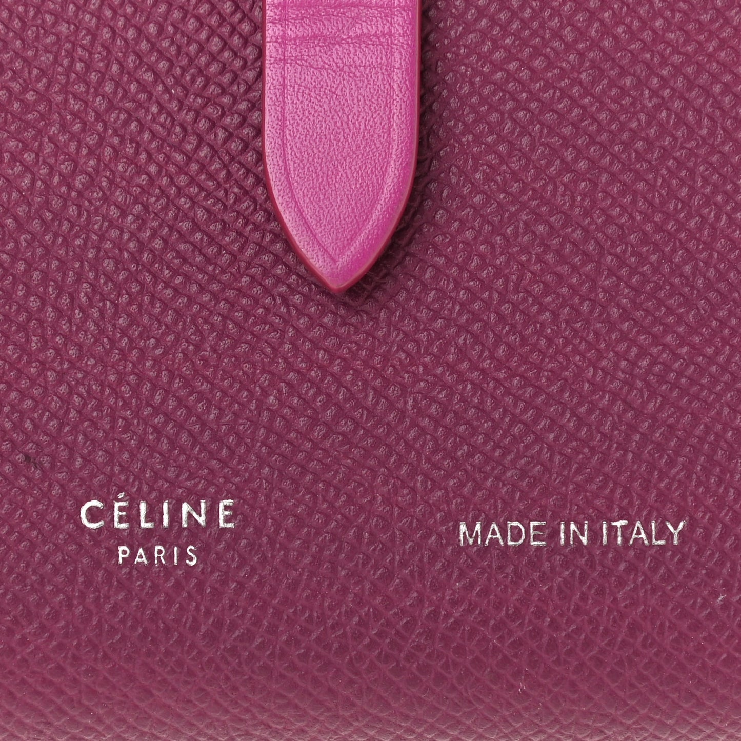 Grained Calfskin Medium Multifunction Strap Wallet Magenta