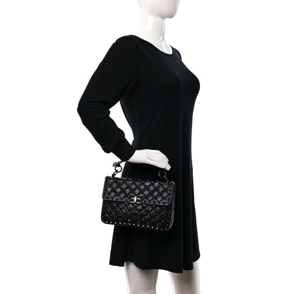 Valentino Garavani Craquele Nappa Medium Rockstud Spike Shoulder Bag Black 2 of 9