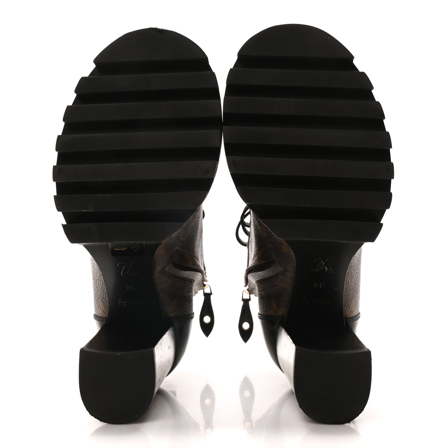 Patent Calfskin Monogram Star Trail Ankle Boots 38 Black