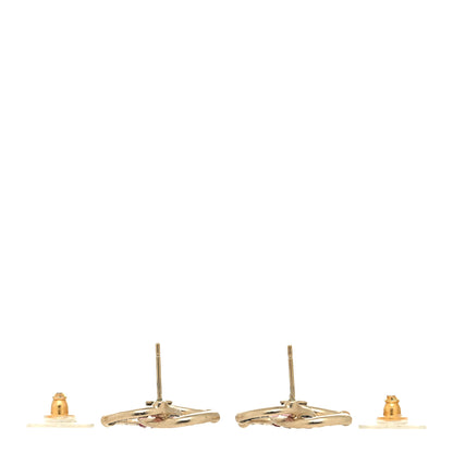Chanel Crystal Baguette CC Earrings Gold Multicolor 4 of 5