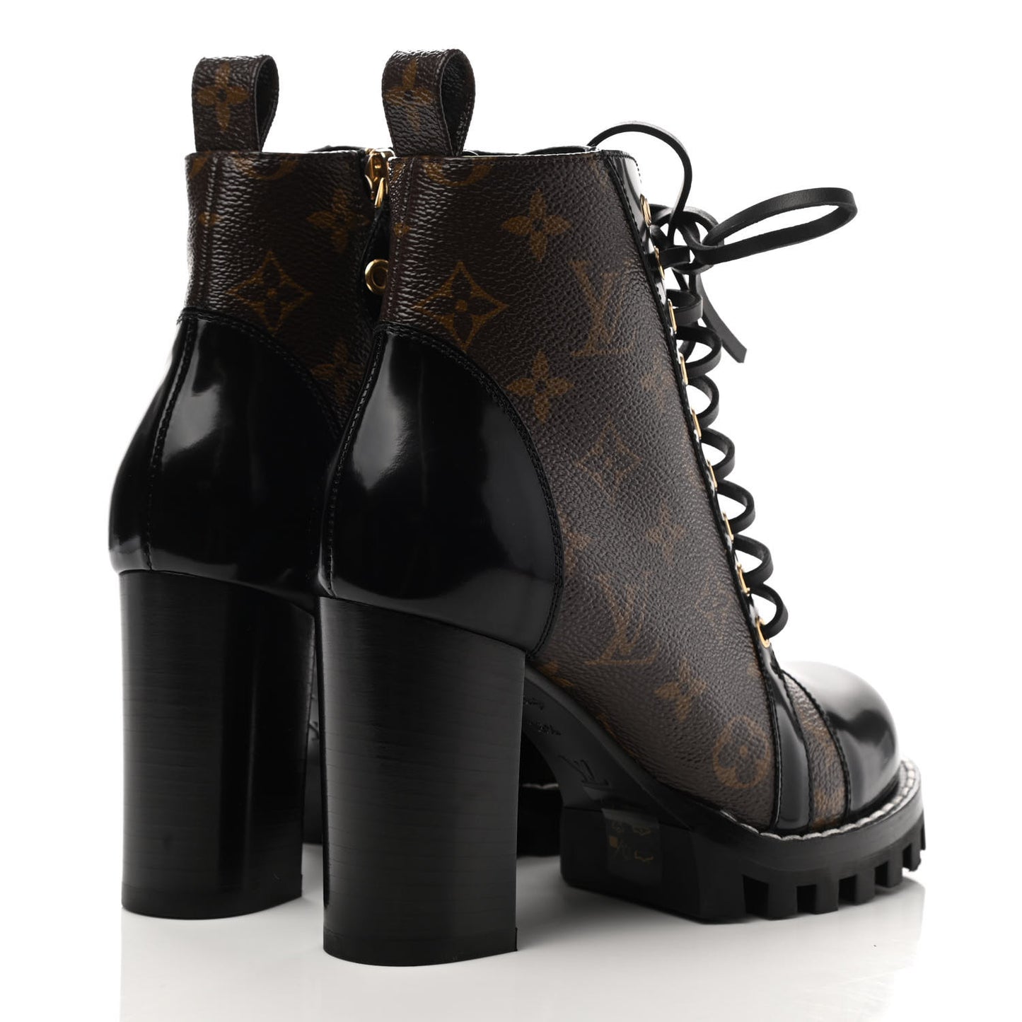 Patent Calfskin Monogram Star Trail Ankle Boots 35.5 Black