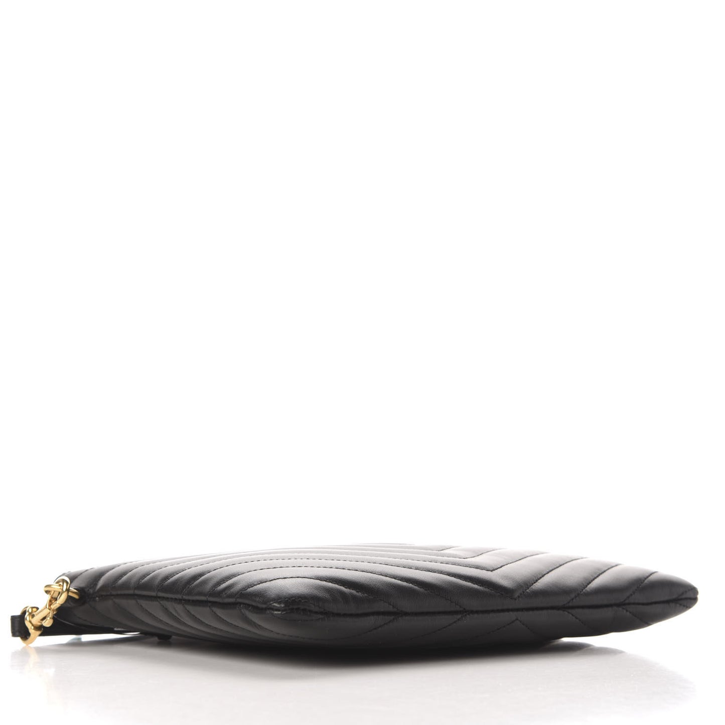 Calfskin Matelasse Chevron Monogram A5 Wristlet Black