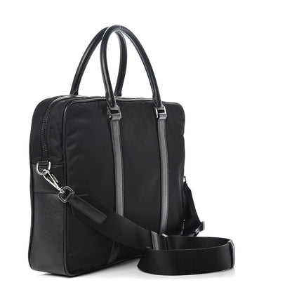 Prada Tessuto Nylon Saffiano Metal Triangle Logo Work Bag Black 3 of 12