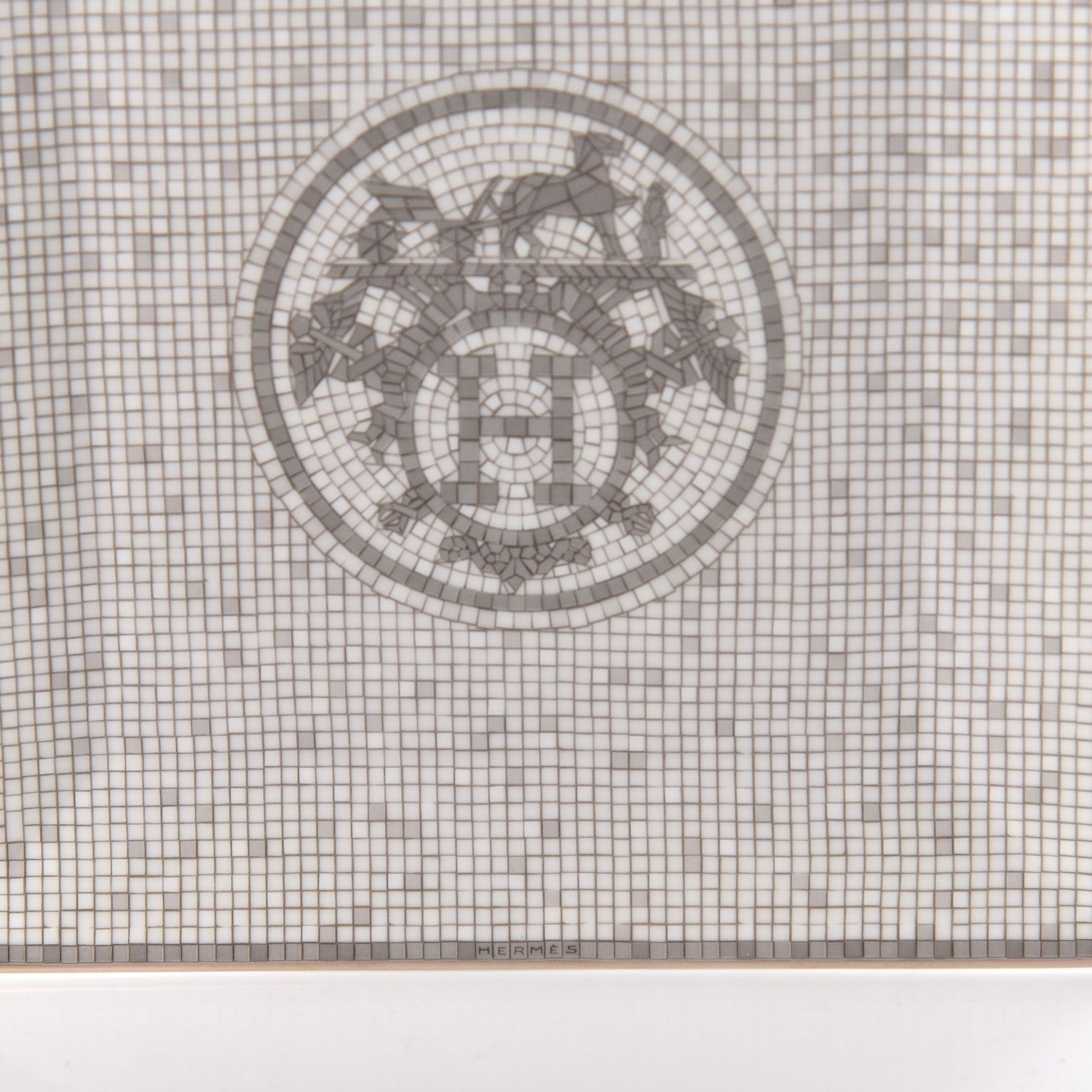 Hermes Porcelain Mosaique au 24 Square Plate Platinum 6 of 7