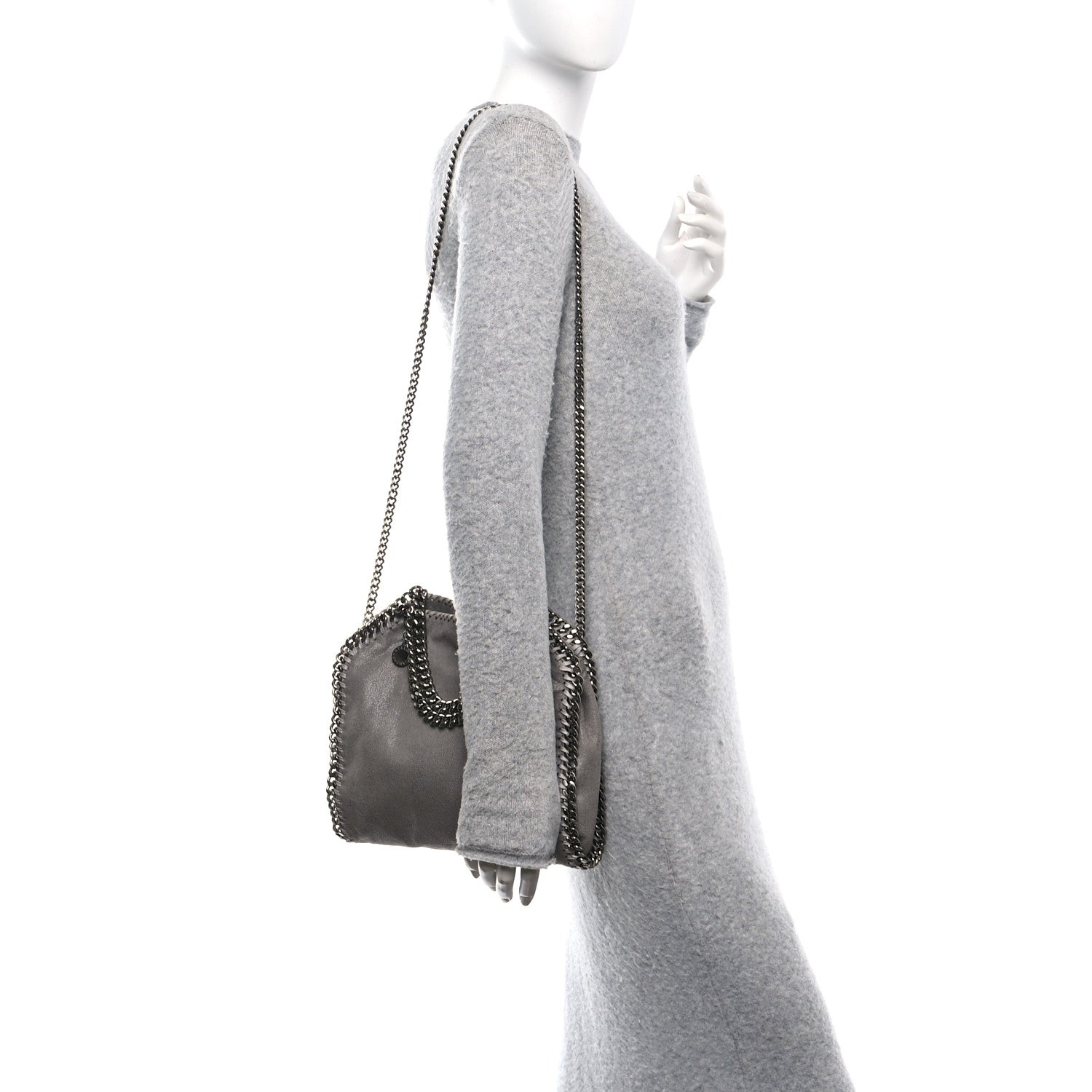 Stella McCartney Shaggy Deer Mini Falabella Fold Over Tote Light Grey 2 of 9