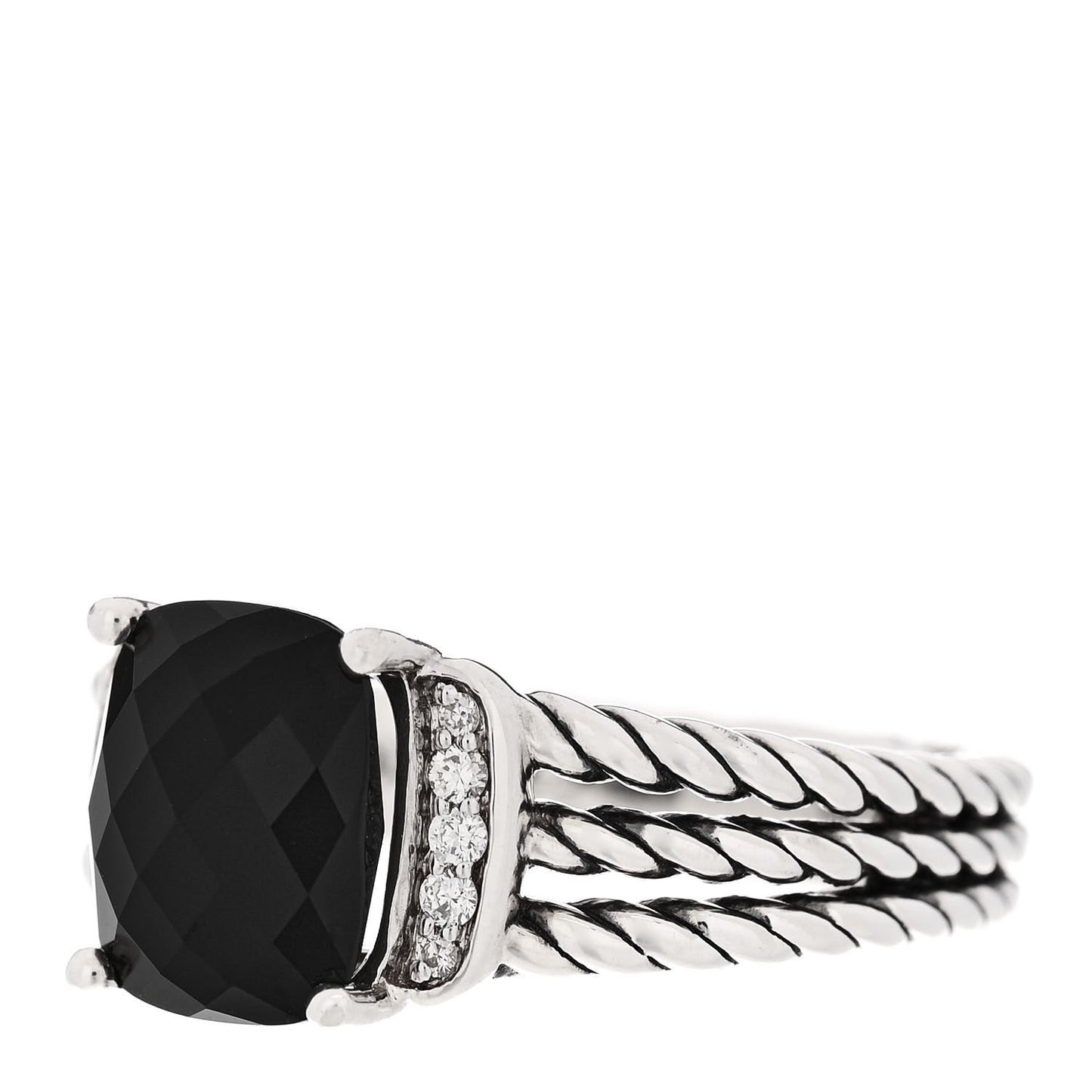 Sterling Silver Diamond Black Onyx 10mm Petite Wheaton Ring 59 8.75