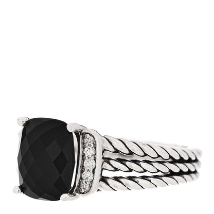 David Yurman Sterling Silver Diamond Black Onyx 10mm Petite Wheaton Ring 59 8.75 3 of 5
