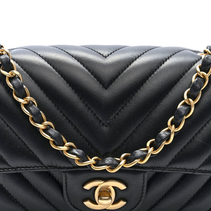 Chanel Lambskin Chevron Quilted Mini Rectangular Flap Black 7 of 10