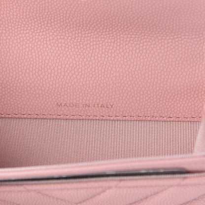Chanel Matte Caviar Chevron Quilted Flap Card Holder Pink 7 of 9