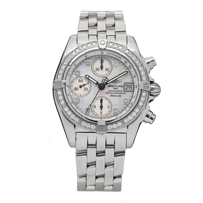 Breitling Stainless Steel Diamond Mother of Pearl 39mm Cockpit Chronograph Automatic Watch A13357 1 of 4