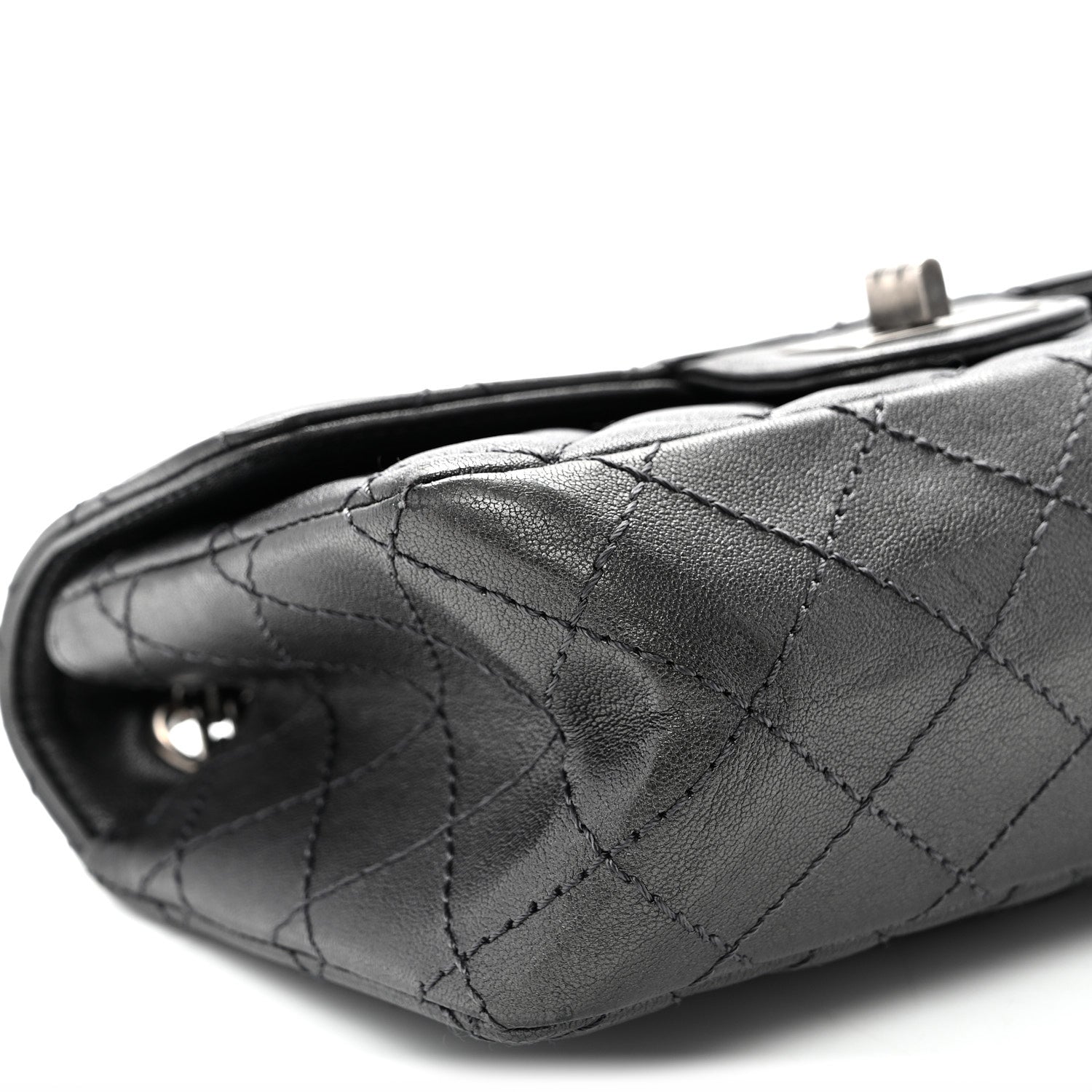 Chanel Metallic Sheepskin Quilted 2.55 Reissue Mini Flap Dark Silver 9 of 12