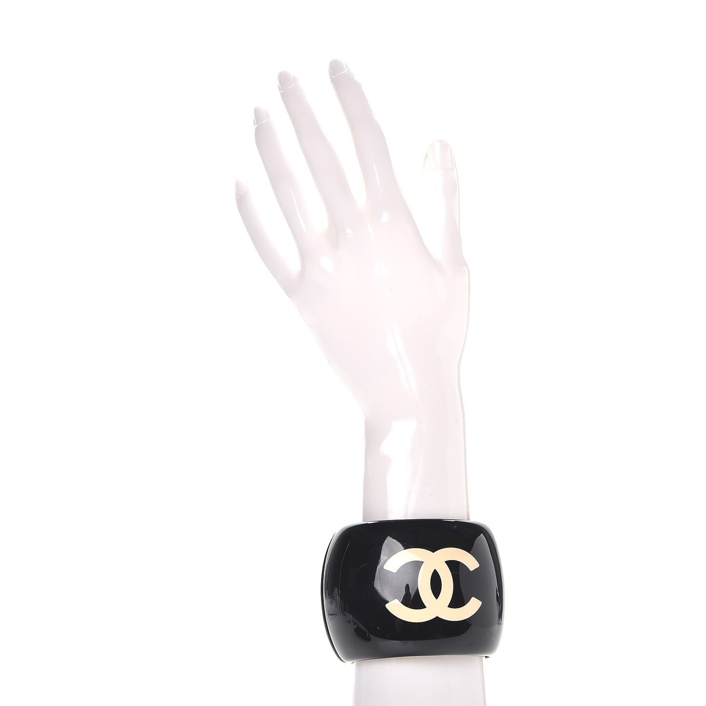 Resin CC Camellia Cuff Bracelet Black