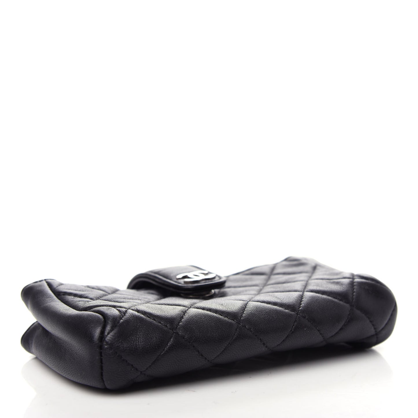 Lambskin Quilted Mini Phone Holder Clutch Black