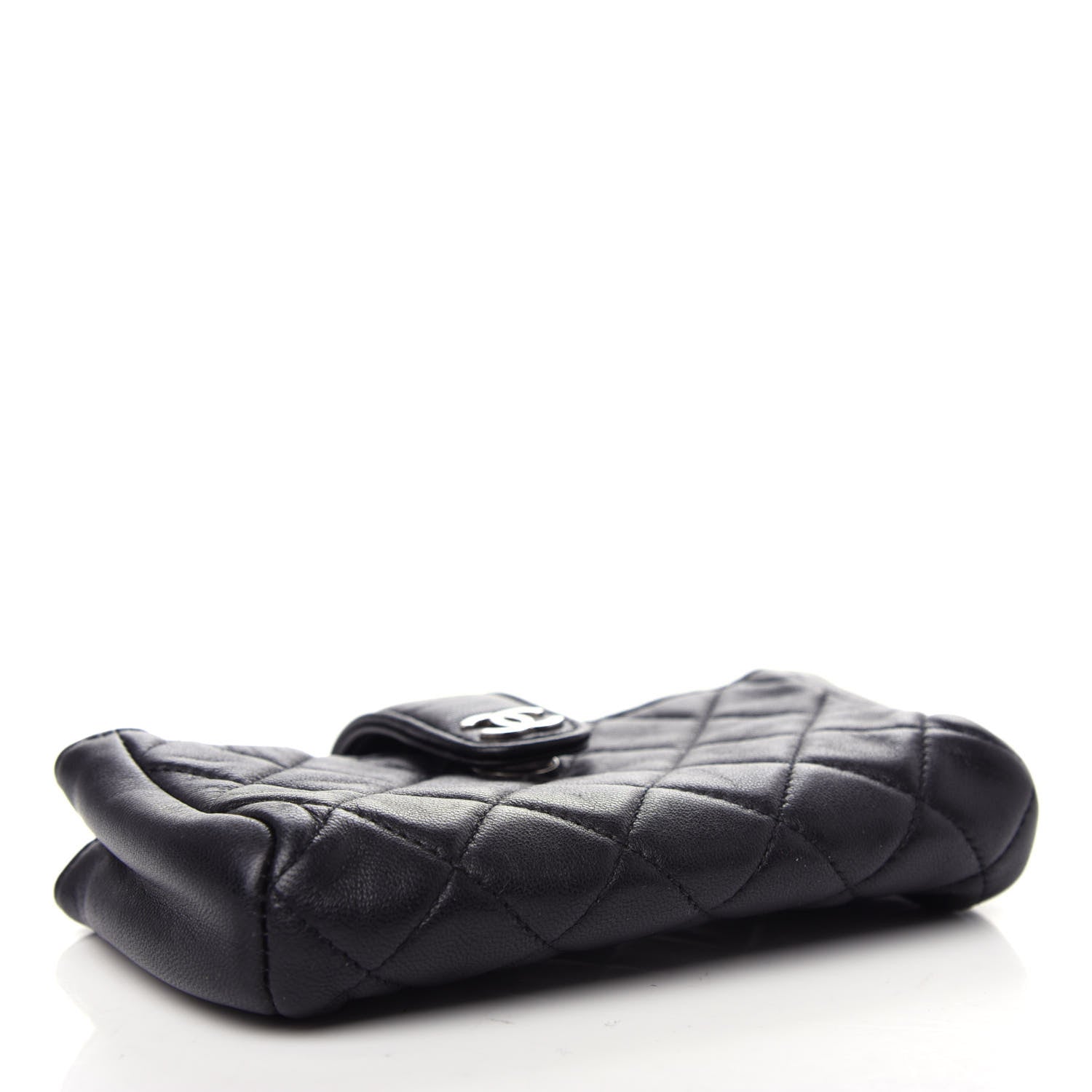 Chanel Lambskin Quilted Mini Phone Holder Clutch Black 4 of 7