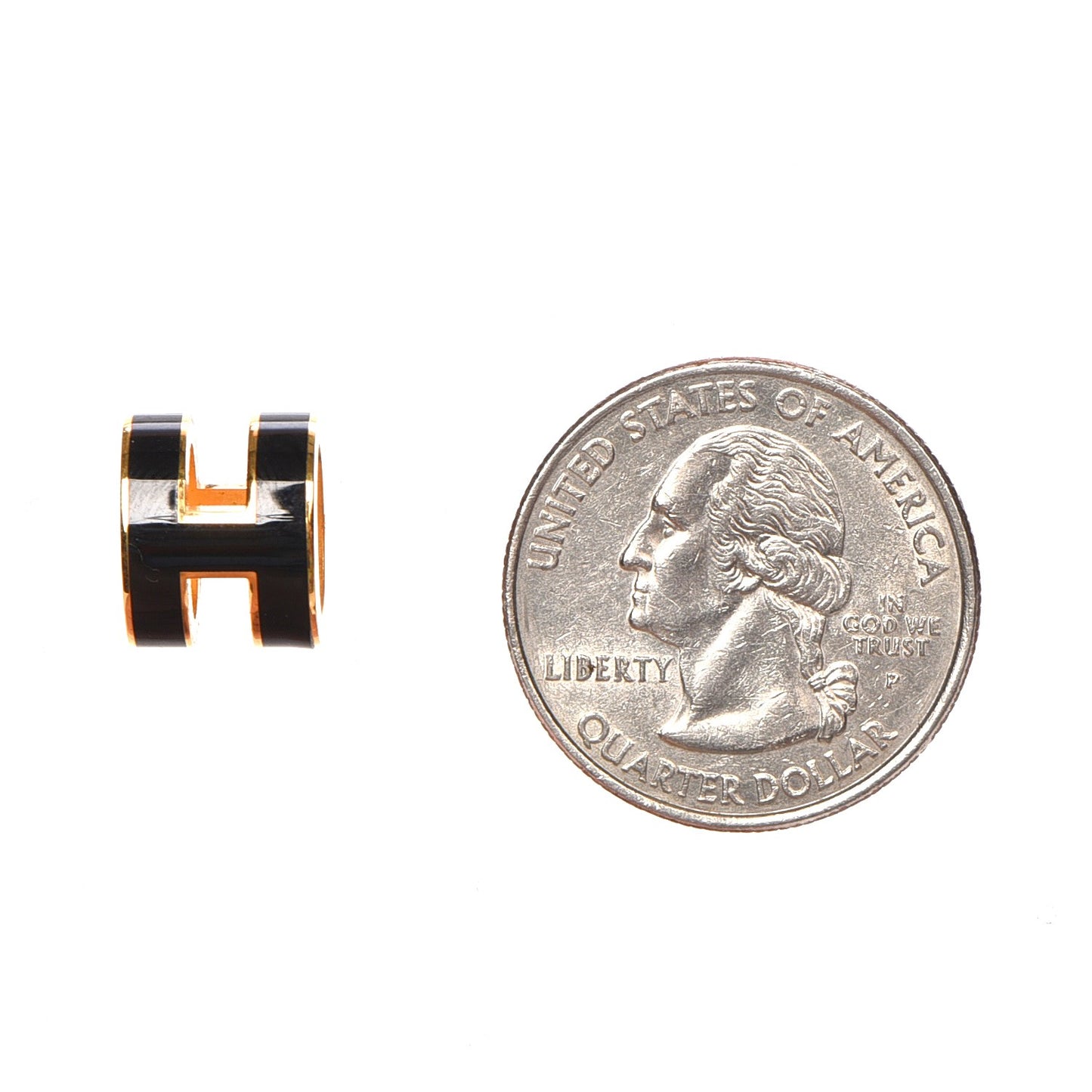 Gold Lacquered Pop H Earrings Black