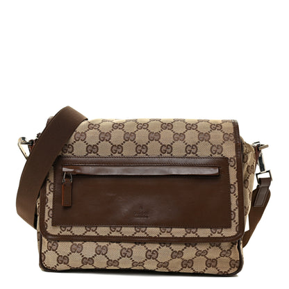 Gucci Monogram Flap Pocket Messenger Bag Beige Dark Brown 1 of 31