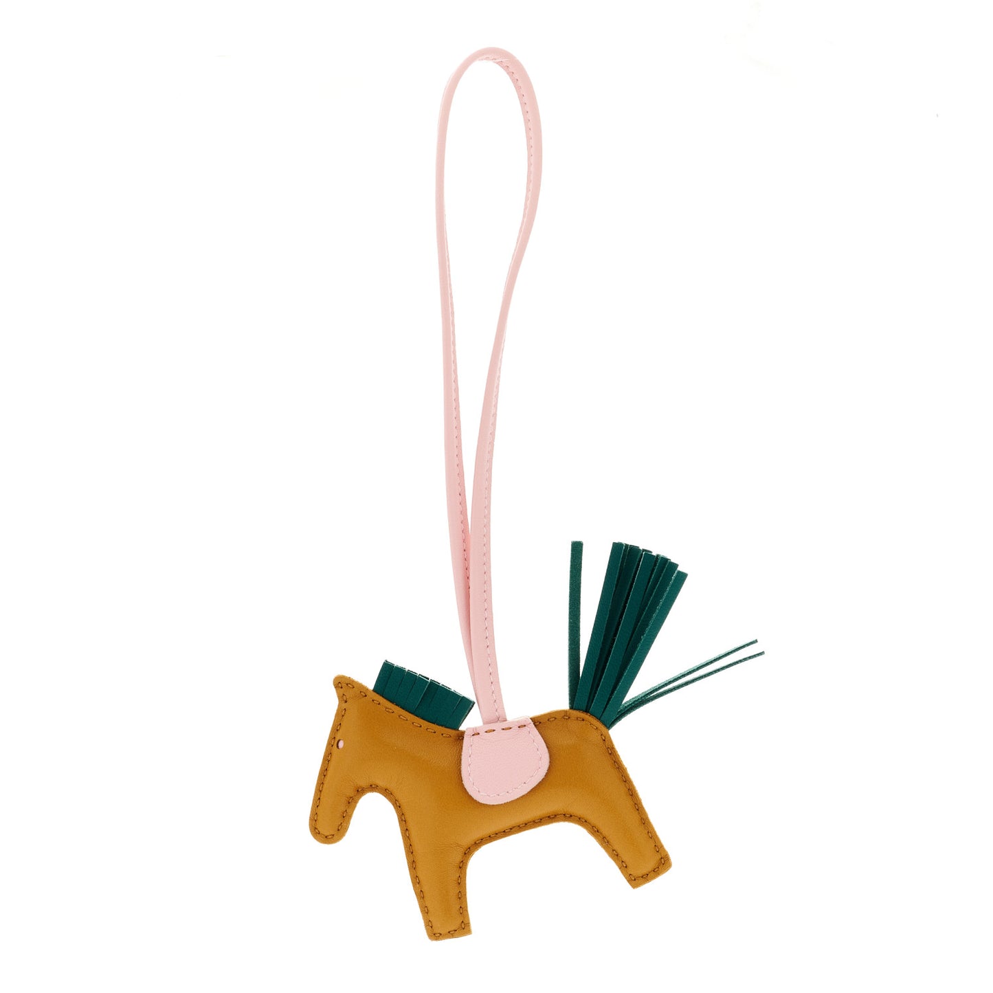 Milo Lambskin Grigri Rodeo Horse Bag Charm PM Sesame Malachite Rose Sakura