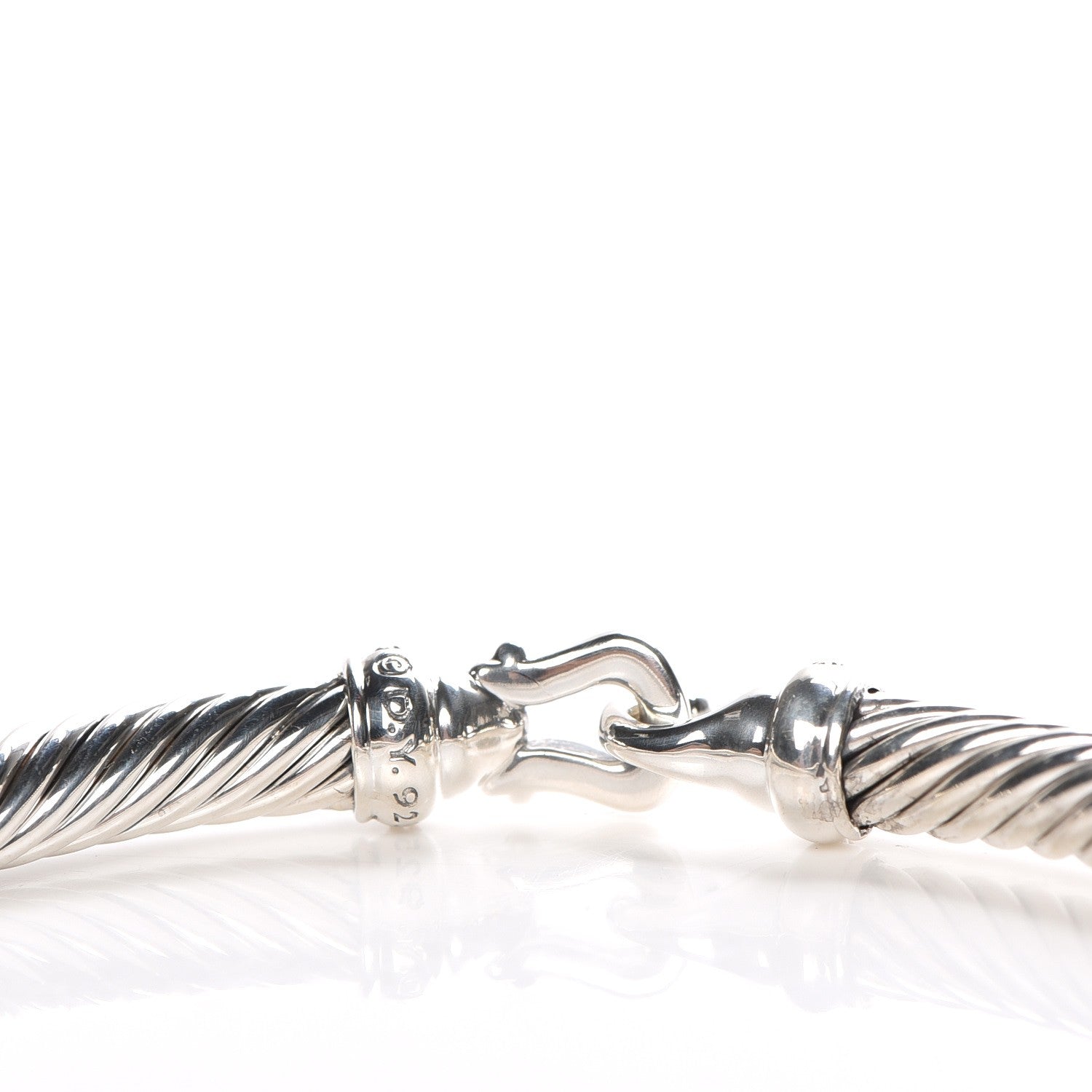 David Yurman Sterling Silver Diamond 5mm Cable Buckle Bracelet 4 of 4