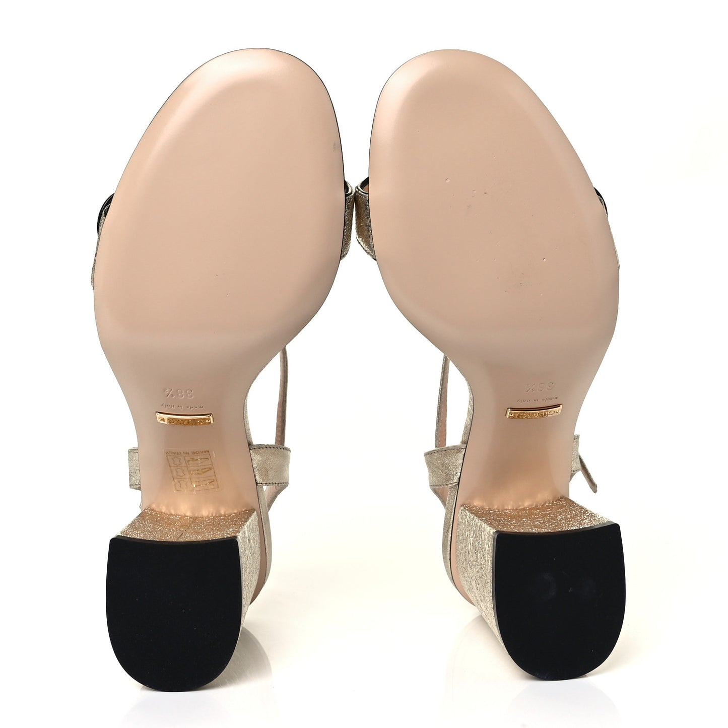Galassia GG Marmont Ankle Wrap 75mm Sandals 38.5 Platino