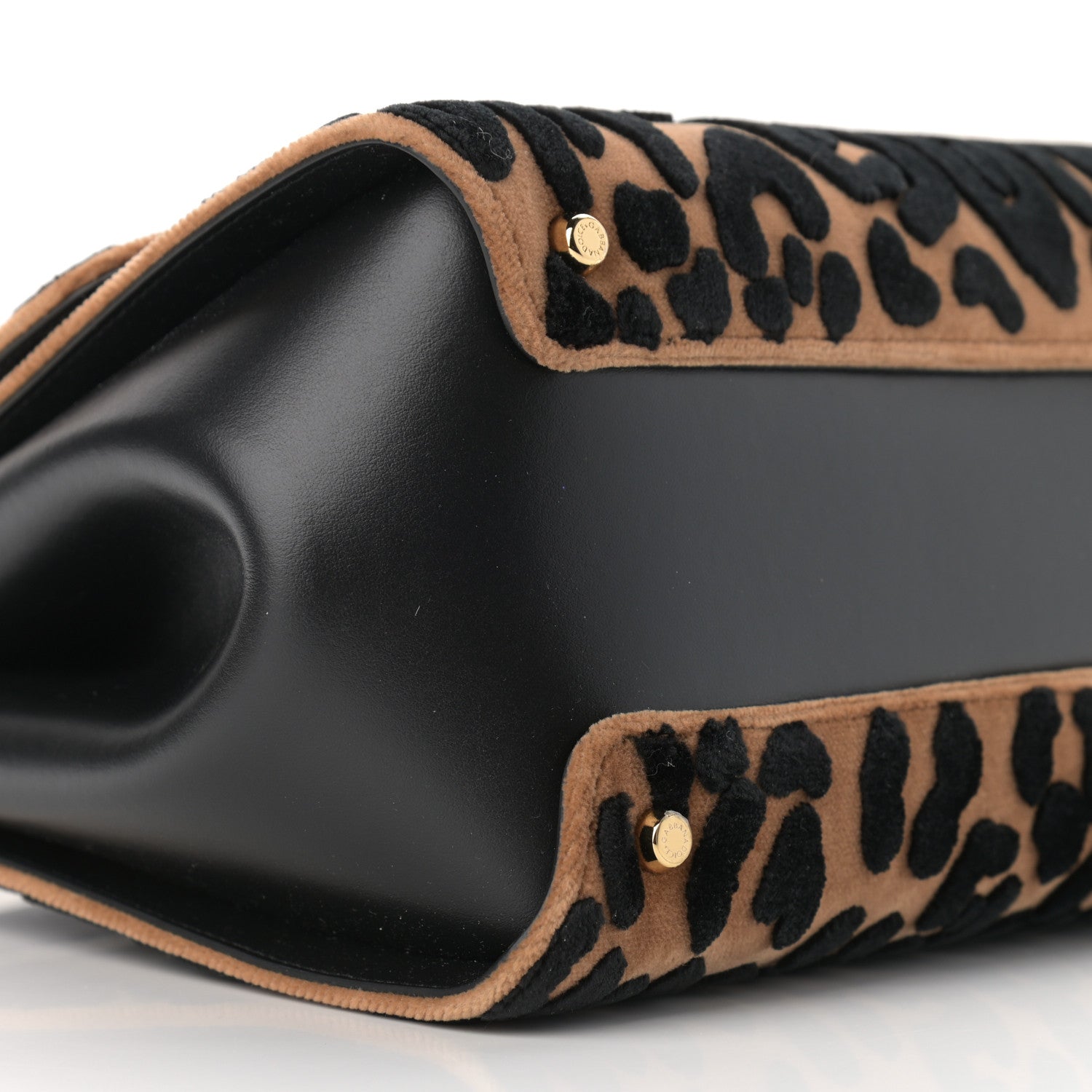 Dolce & Gabbana Velvet Leopard Print Miss Sicily Satchel Black 9 of 10