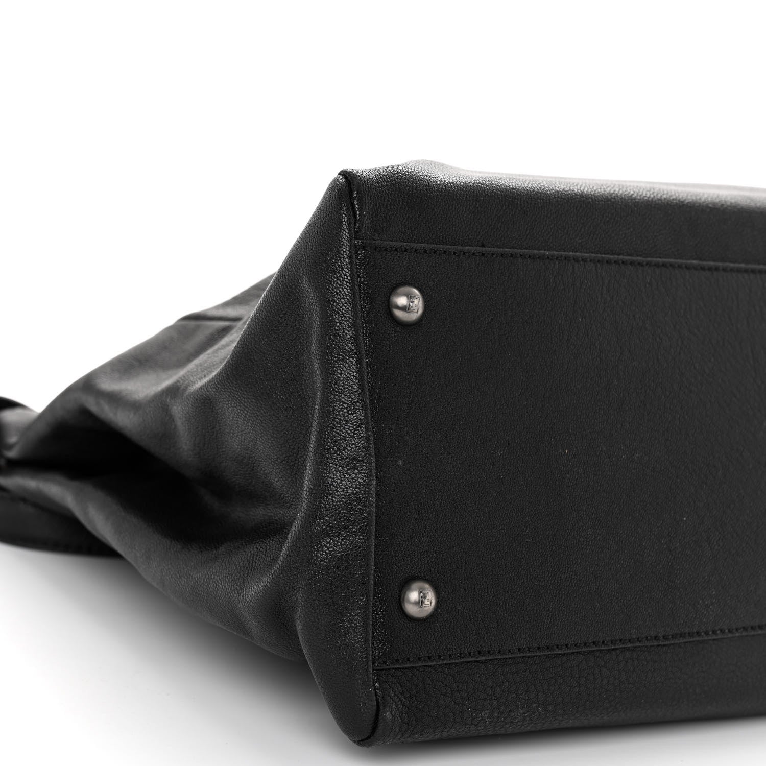 Fendi Goatskin Zucca Large Peekaboo Iconic Satchel Black Tobacco 9 of 10