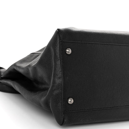 Fendi Goatskin Zucca Large Peekaboo Iconic Satchel Black Tobacco 9 of 10