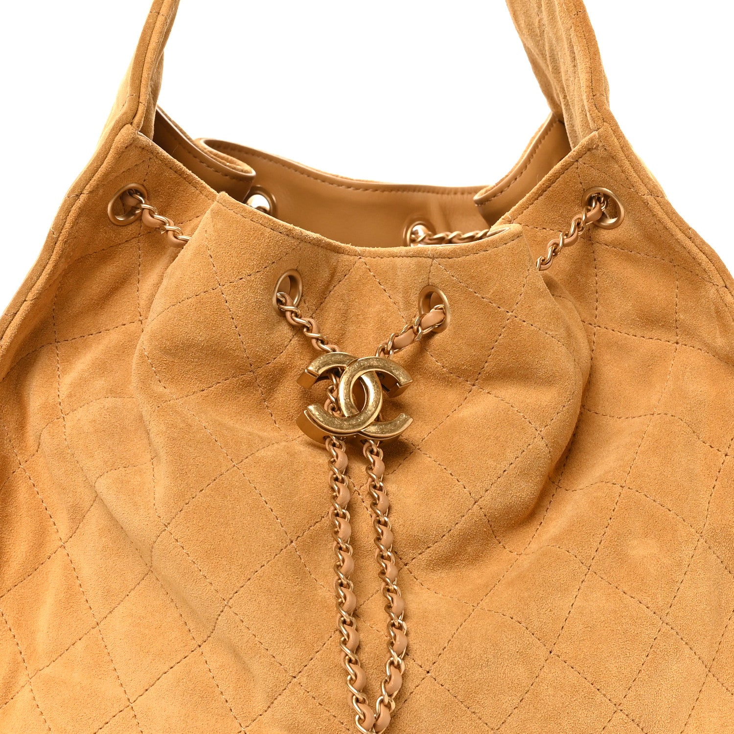 Chanel Suede Quilted Medium Chanel 25 Handbag Beige 8 of 10