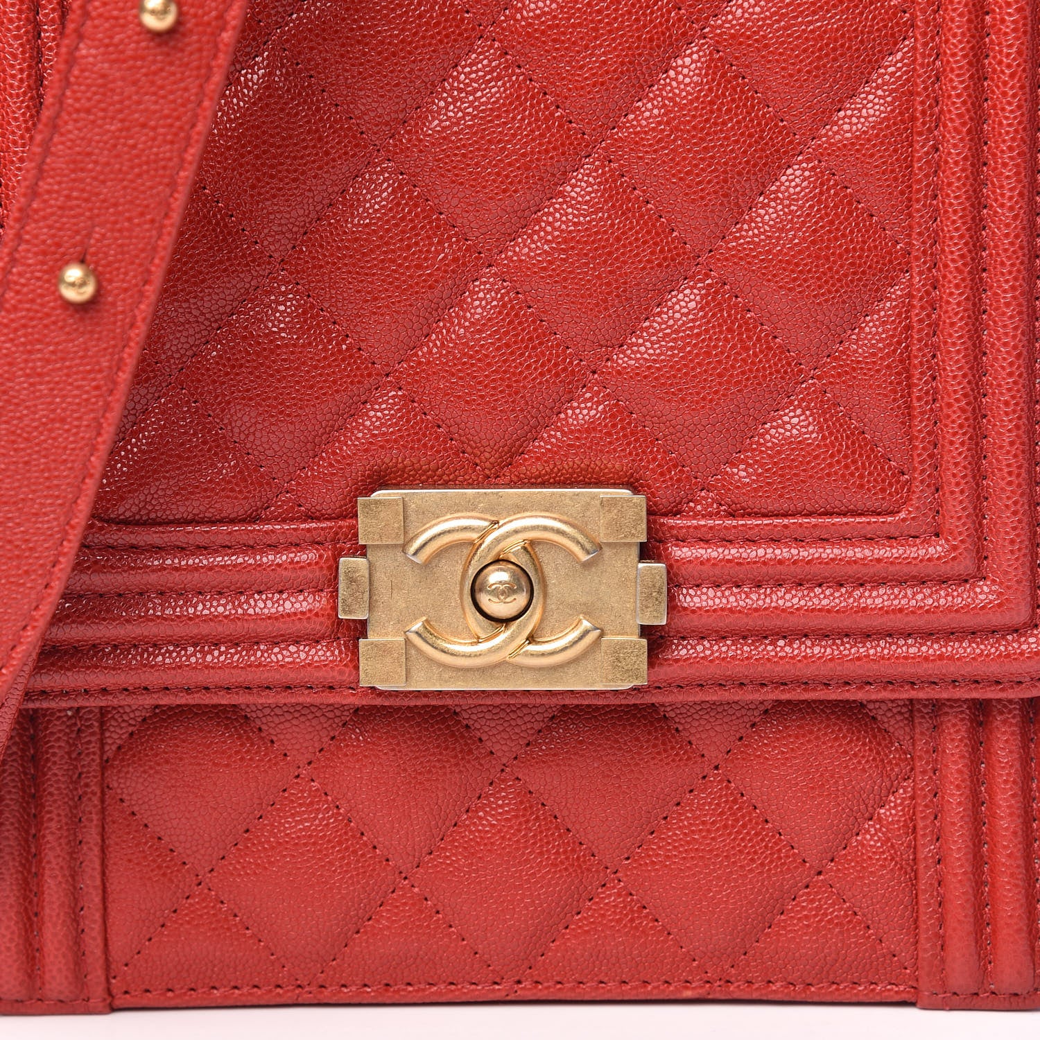 Chanel Caviar Quilted North South Boy Flap Red 9 of 11