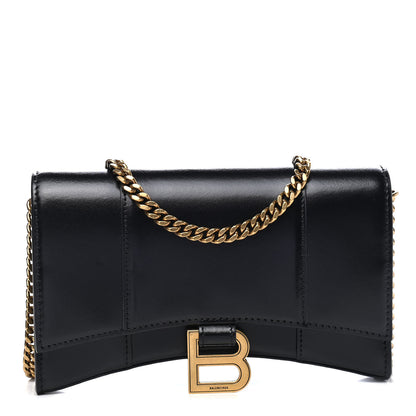 Balenciaga Shiny Box Calfskin Hourglass Chain Bag Black 1 of 10