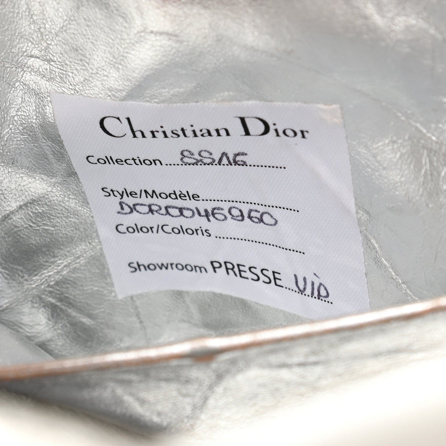 Metallic Calfskin Medium Diorever Flap Silver