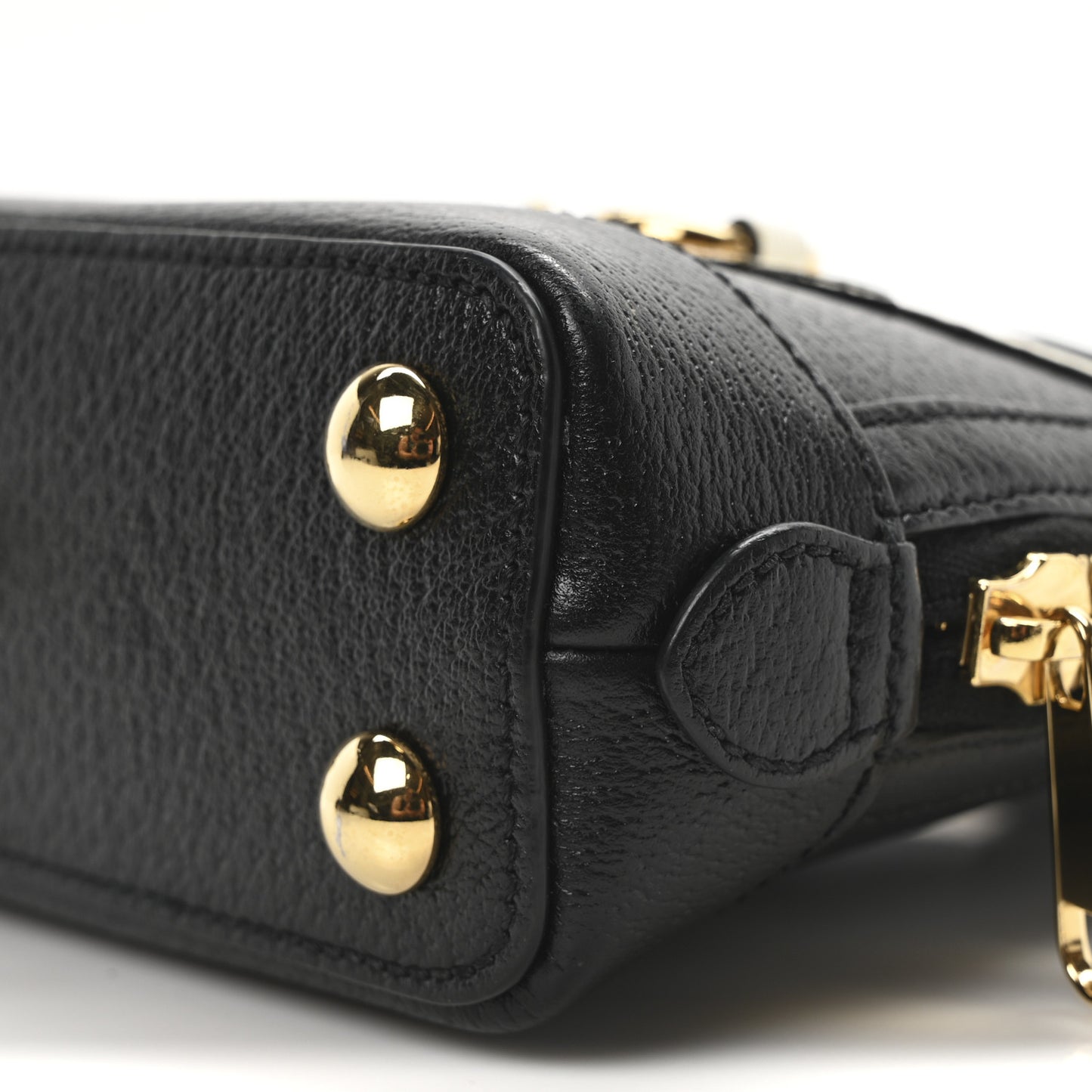 X ADIDAS Textured Dollar Calfskin Web Trefoil Mini Horsebit 1955 Top Handle Bag Black Off White