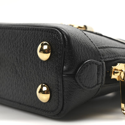 Gucci X ADIDAS Textured Dollar Calfskin Web Trefoil Mini Horsebit 1955 Top Handle Bag Black Off White 10 of 10