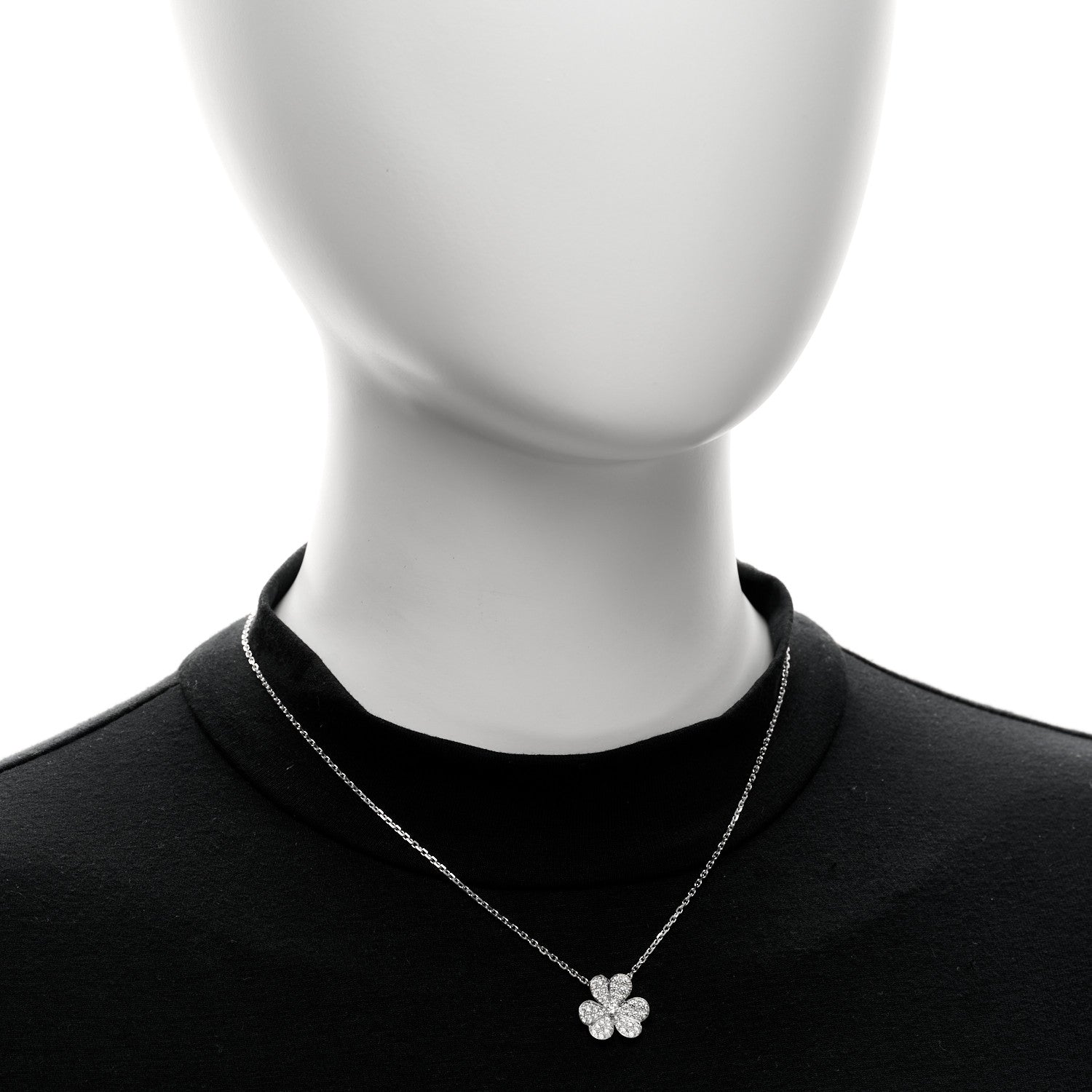 Van Cleef & Arpels 18K White Gold Diamond Small Frivole Pendant Necklace 2 of 6