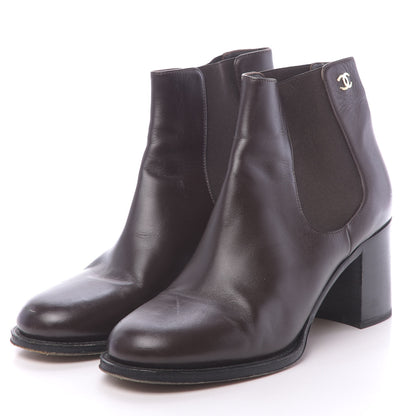 Chanel Glazed Calfskin Short Boots 39 Dark Brown 3 of 9