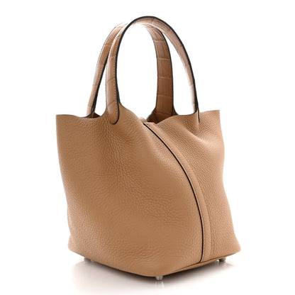 Hermes Taurillon Clemence Matte Alligator Picotin Lock Touch 18 PM Chai 3 of 11