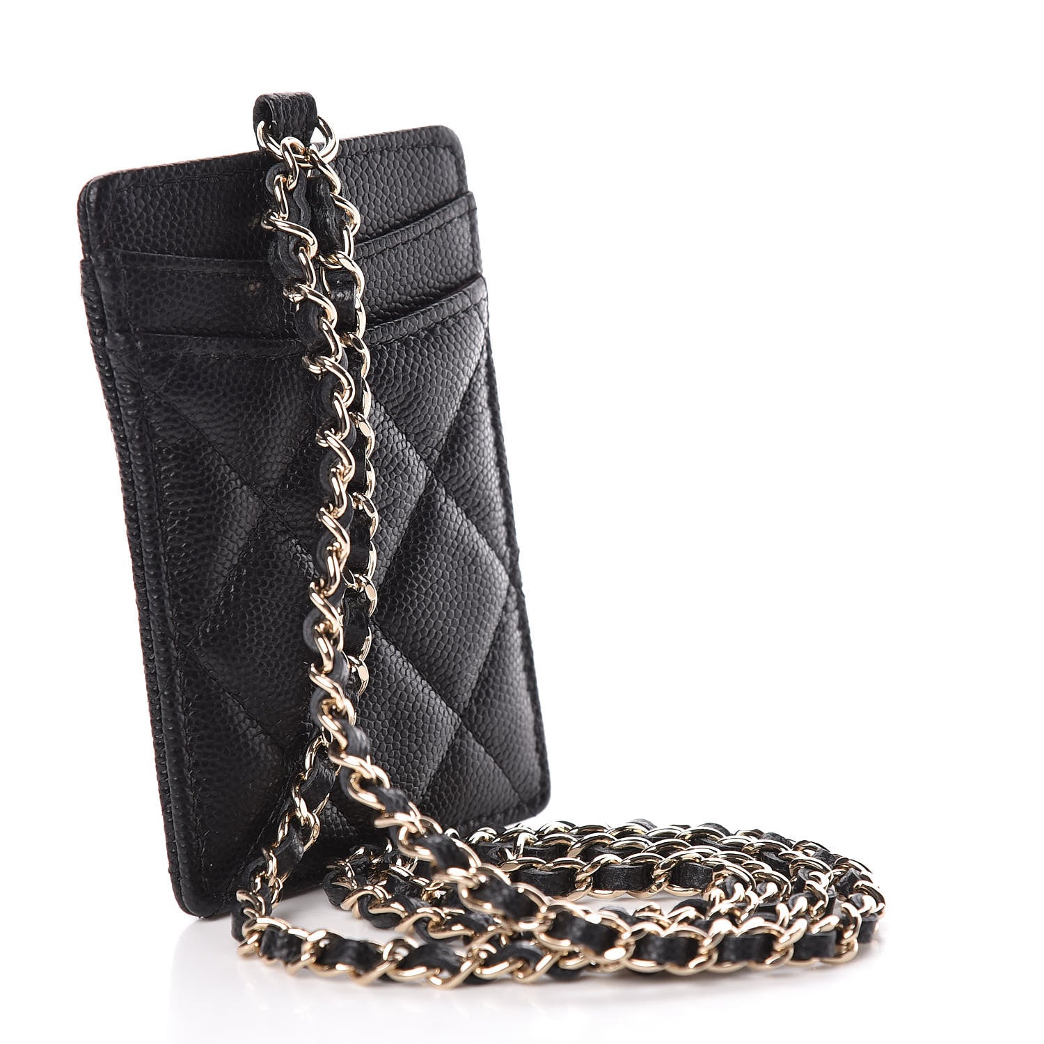 Chanel Caviar Quilted Card Holder On Chain Black 3 of 9