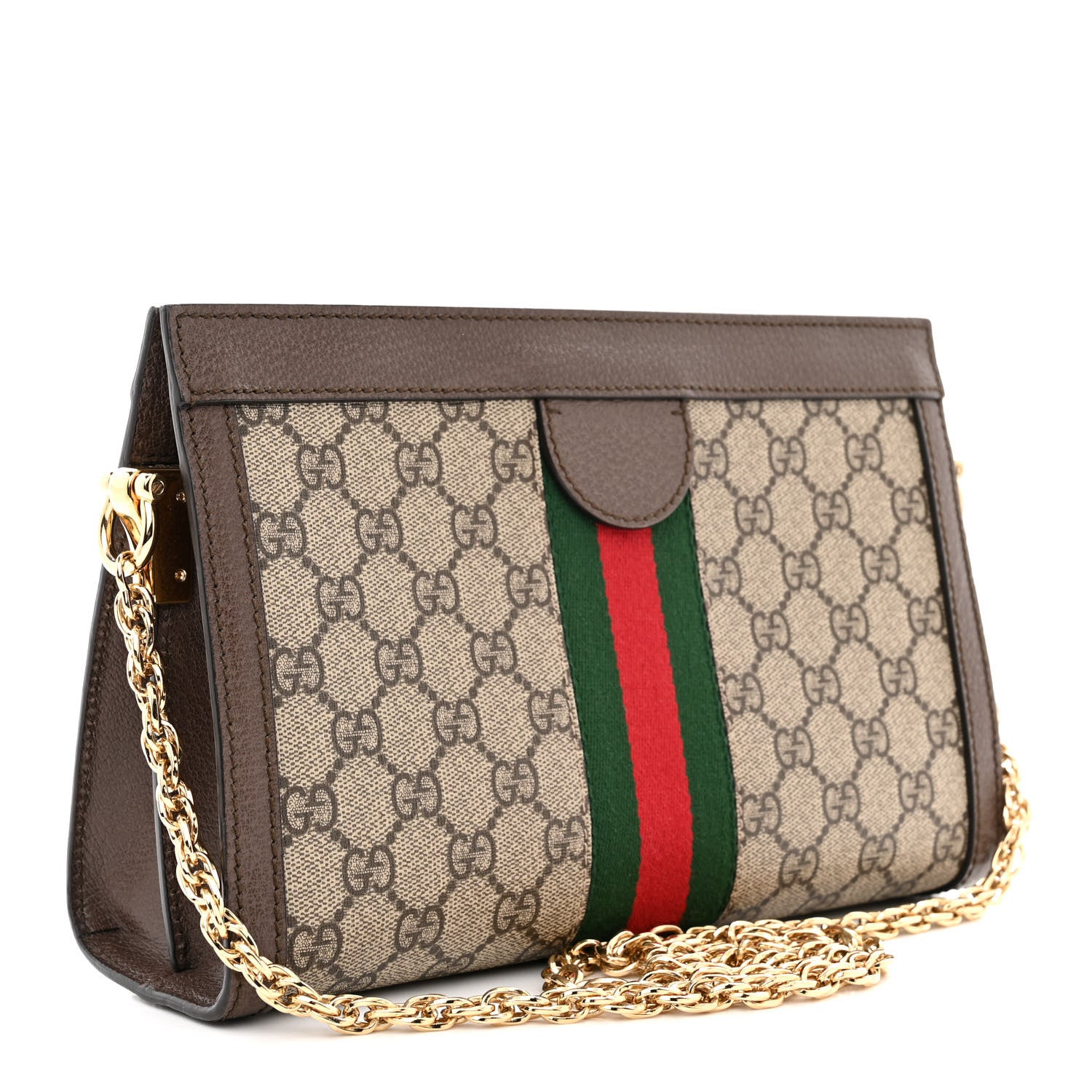 Gucci GG Supreme Monogram Web Small Ophidia Chain Shoulder Bag Brown 3 of 12