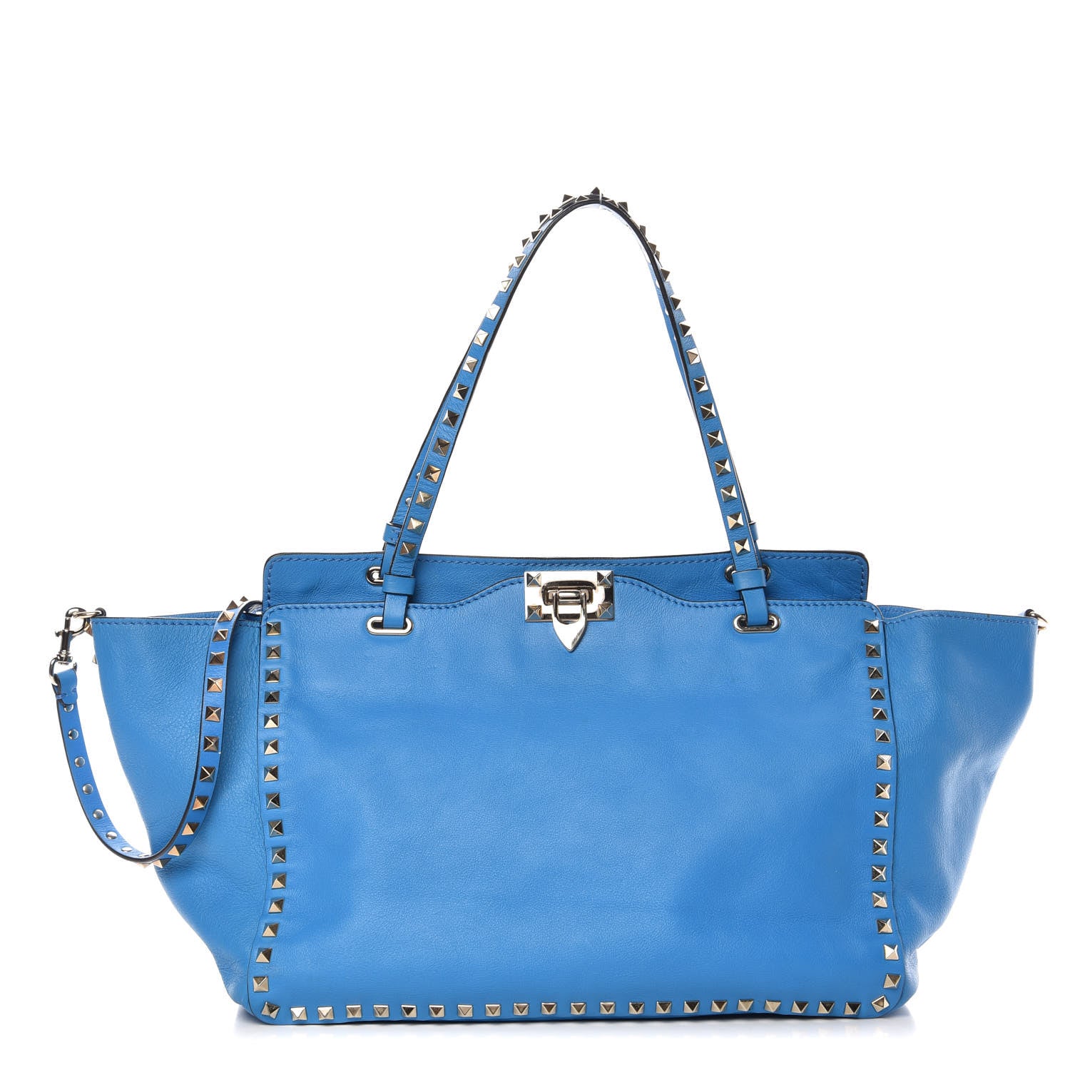 Valentino Garavani Vitello Medium Rockstud Tote Blue Fluo 1 of 11